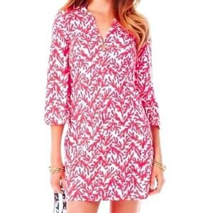 Lilly Pulitzer Captiva Tunic Shirt Dress Size XS Pink Coral Madness Resort Beach